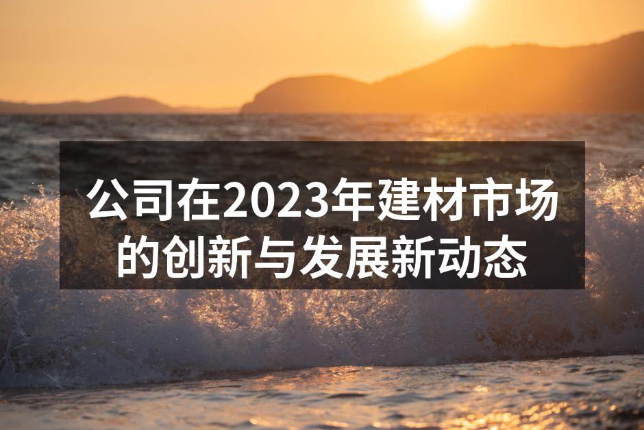公司在2023年建材市场的创新与发展新动态